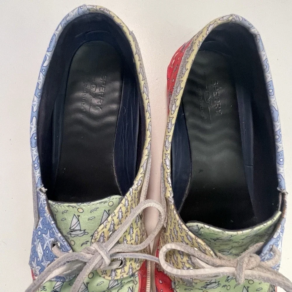 Sperry + Vineyard Vines Topsider Women's nautical Multi Color Boat Shoes Size 9
